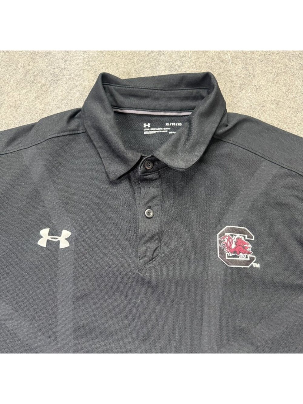 South Carolina Gamecocks Under Armour Polo Shirt Men XL Black Performance b022